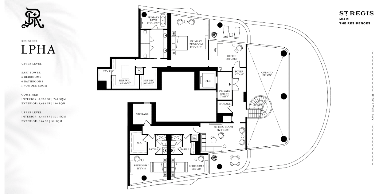 Plano de Pent house St Regis Sunny isles Miami, Plano de PH The Astor Del St Regis Miami