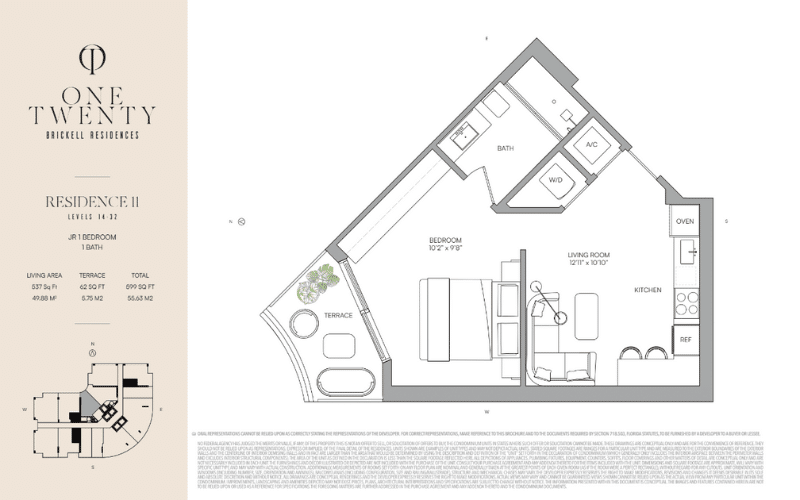 one twenty brickell residences plano de residencia junior